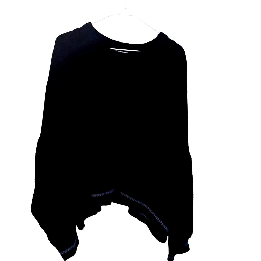 CLOUD TEN BLACK CABLE KNIT PULLOVER CROPPED CREWNECK LONG SLEEVE SWEATER 2XL
